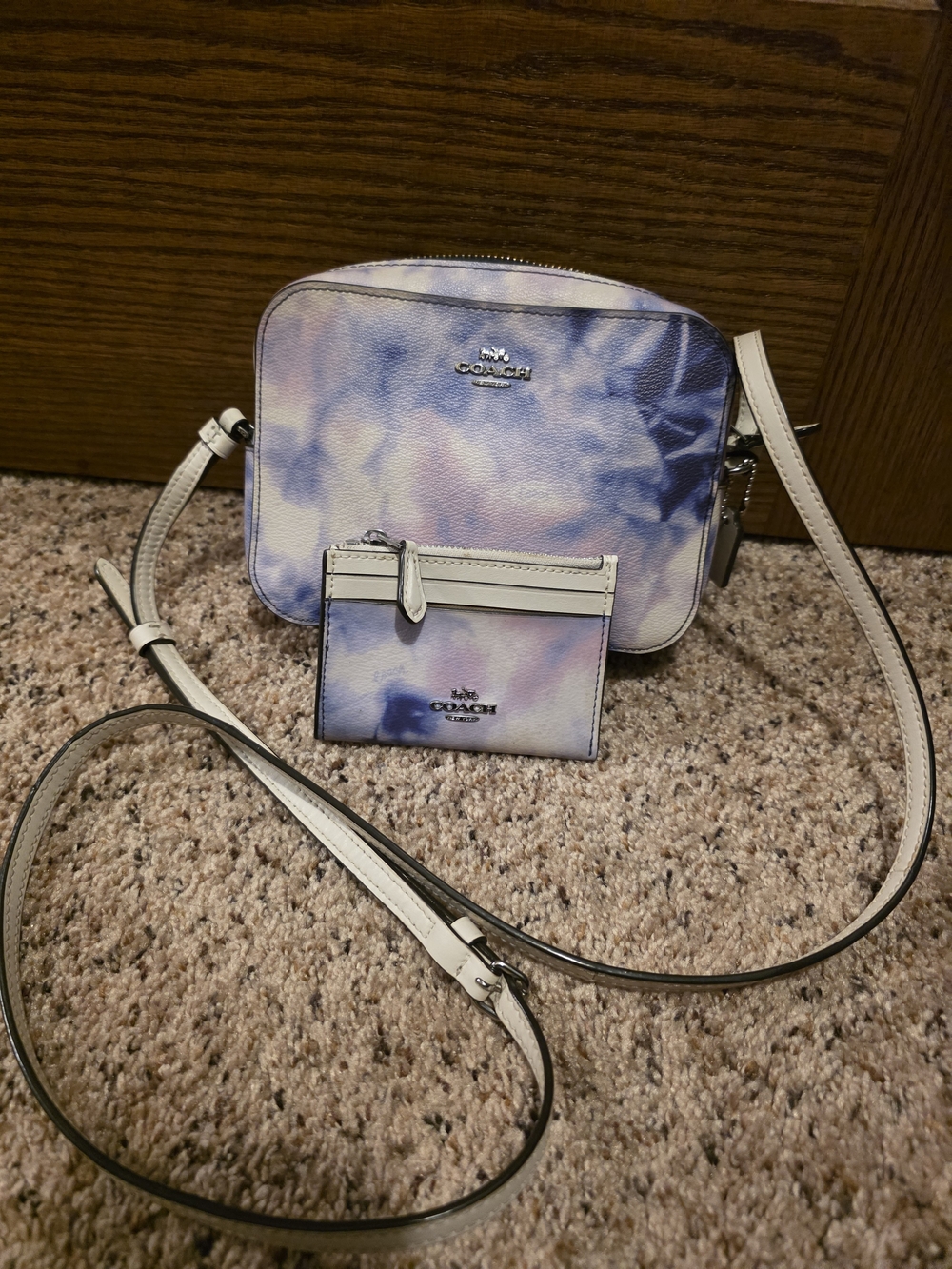 Coach Tie-Dye Crossbody Bag in Pastel Blue & Pink And Card Wallet
